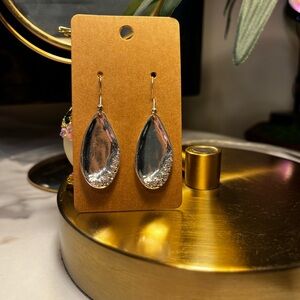 Silver Teardrop Earrings with Crystal Detailing